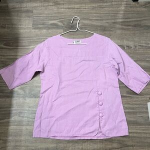 Lilac Button-Detail Linen Top